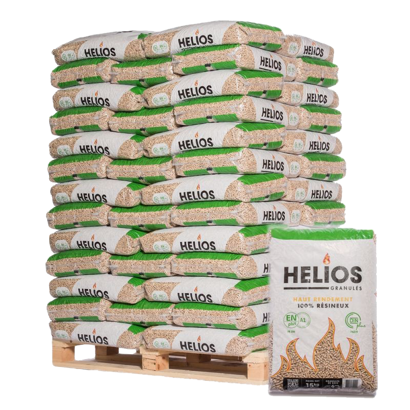 Pallet HELIOS houtpellets - 65 zakken van 15 kg